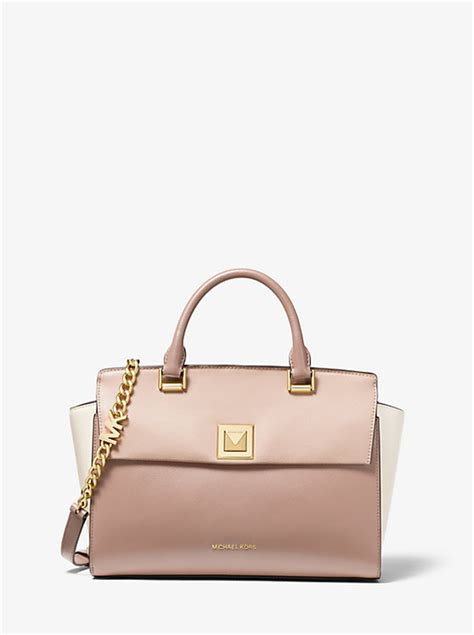 Sylvia Medium Crossgrain Leather Satchel .